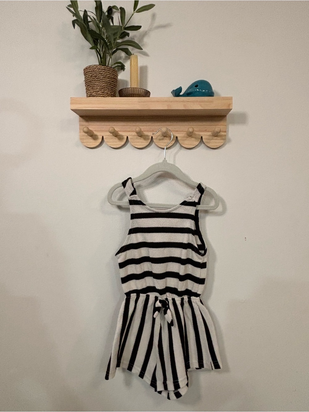 Vince Camuto Black & White Striped Knit Romper